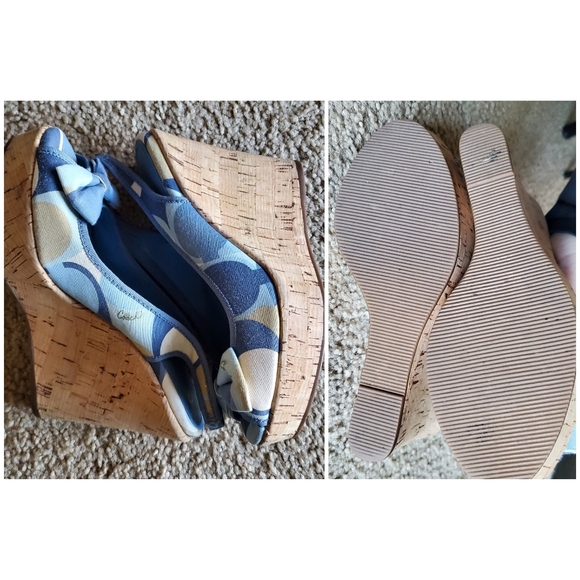 Vintage Coach Sling Back Cork Wedges - Picture 3 of 6